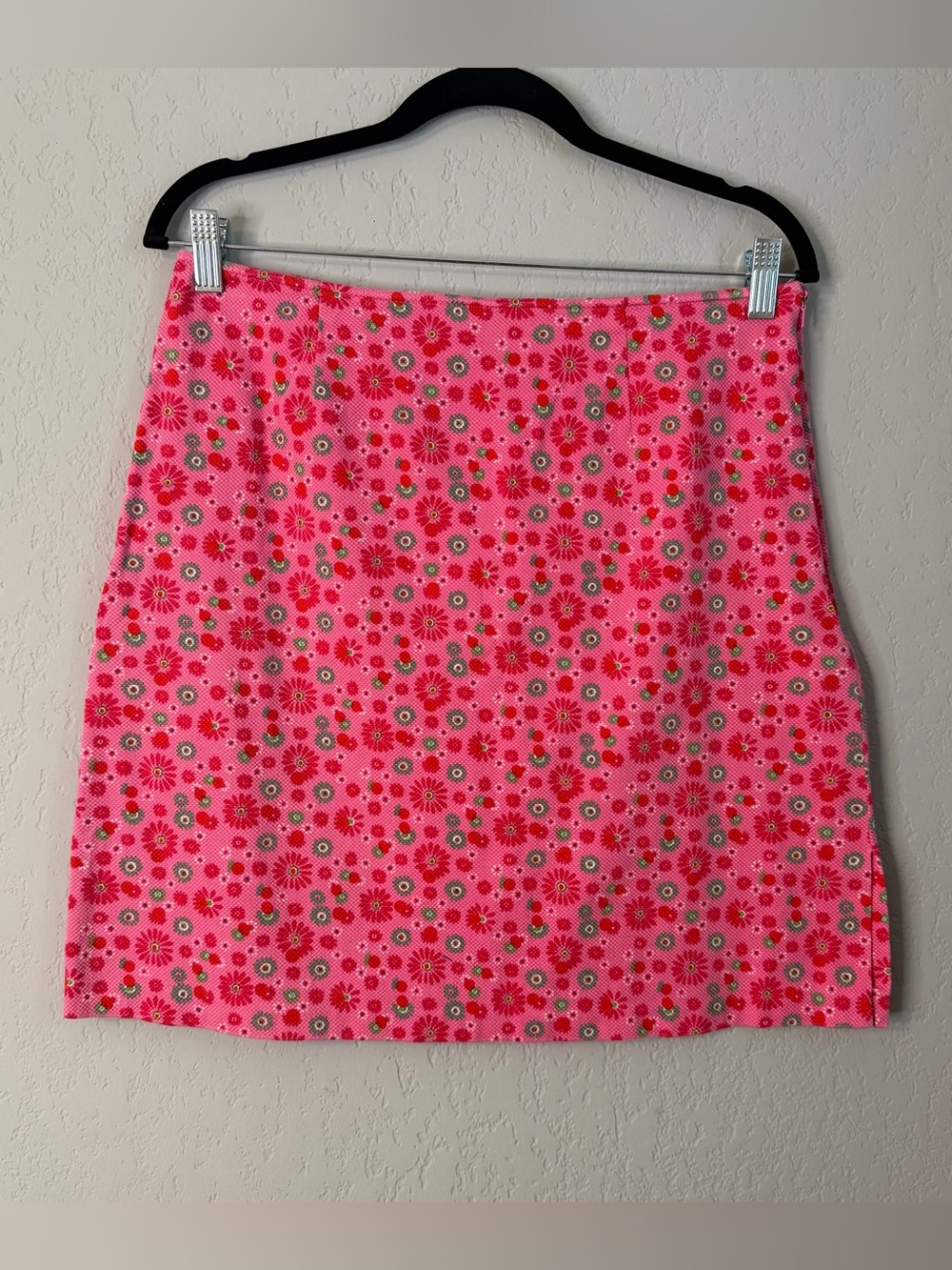 90s Pink Floral Mini Skirt Preppy Vintage (31” Waist)